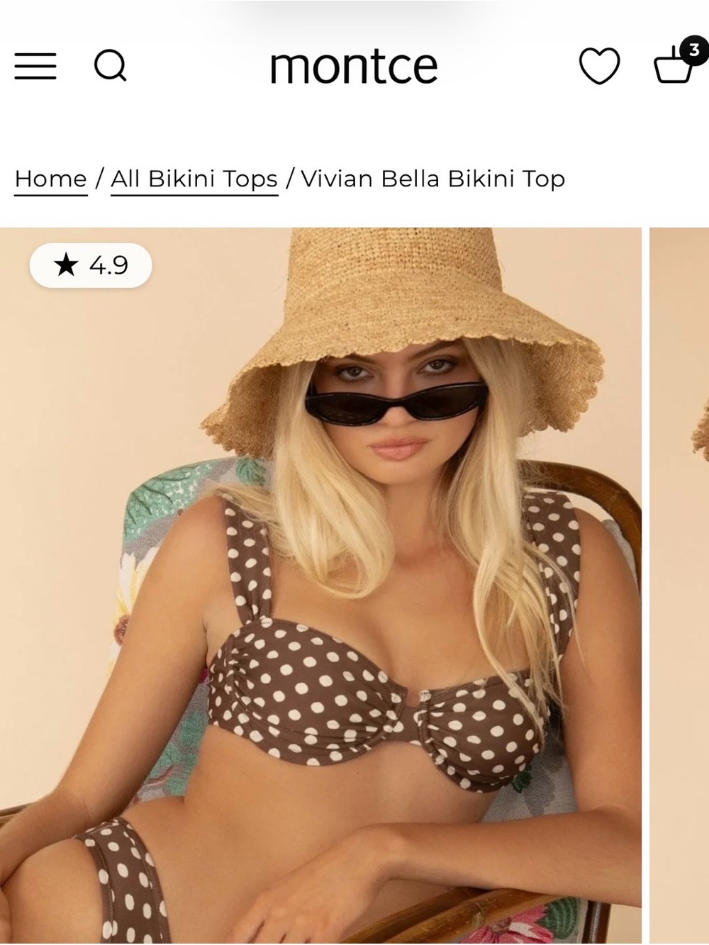 Montce Vivian Bella Brown & White Polka Dot Bikini Top